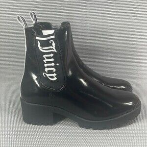 Juicy Couture Combat Style Slip On Boots JC-One Up Black Women's Size 9.5 New